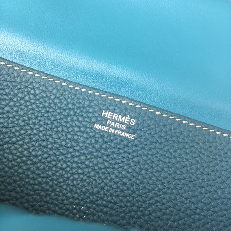 에르메스 할잔백31 블루 은장 소가죽